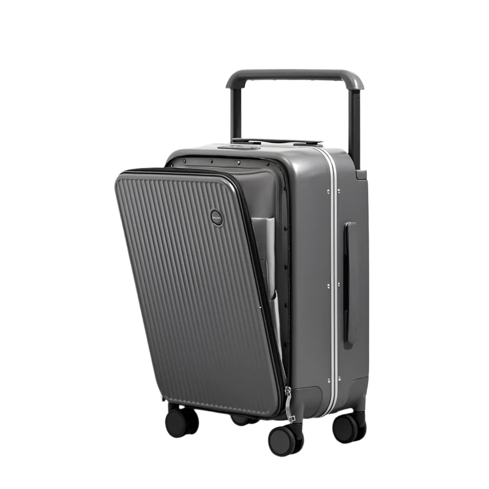 Made from high-quality German Bayer PC material and featuring an aluminum frame, this suitcase ensures long-lasting protection for your belongings, whether you're heading on a business trip or a weekend getaway.